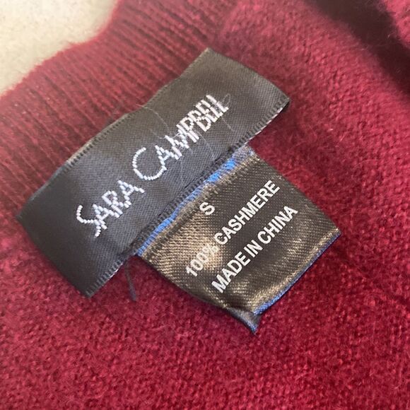Sara Campbell 100% Cashmere Burgundy Oxblood Red Fringe Open Artsy Cardigan S - Picture 7 of 7